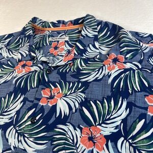 Tommy Bahama Shirt Mens 3XL Blue Floral Hawaiian Rayon Short Sleeve Button Up